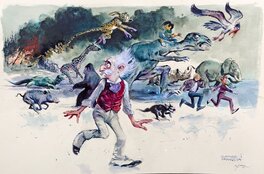 René Follet - Follet - Hommage à Franquin - Illustration originale