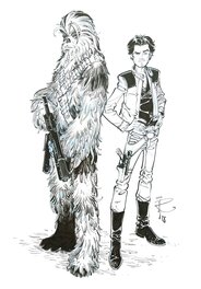 Ingo Römling - Star Wars - jeune Han Solo et Chewbacka - Planche originale