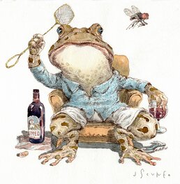 John Cuneo - A little something with the wine - Original Illustration