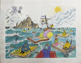 Fred - Affiche Saint-Malo Quai des Bulles 1995 - Illustration originale