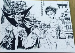 gioart - Dracula/bride of Frankenstein/Bruce Timm style - Illustration originale