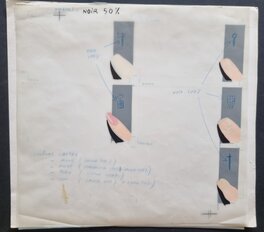 Planche originale - Freddy Lombard - Doigts - Calques et planche pour le jeu - crayonne