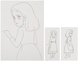 Princess Sarah Sarah Crewe and Animation Drawing Group of 3 (Nippon Animation, 1985)