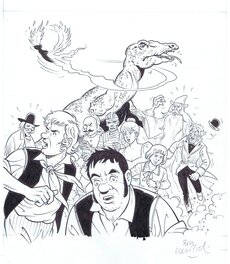 Ron Van Riet - Robert en Betrand - originele tekening in inkt - alle slechteriken - Illustration originale