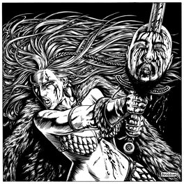 Illustration originale - Cover CD Iron Fist ''Sword Of Sonja''