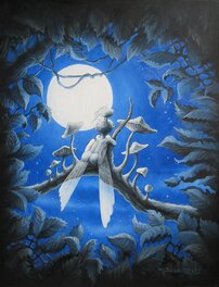 Pascal Moguérou - " Rêverie à la lune " - Illustration originale