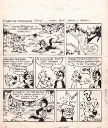 Planche originale - Bauer, Pif et Hercule, L'oiseau Picheboul, Pif Gadget#374, planche n°1 de titre, 1976.