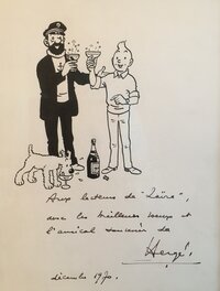 Hergé - Hergé Joyeuses Fêtes - Illustration originale