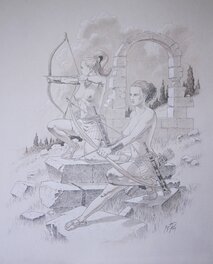 François Miville-Deschênes - Deux archères - Illustration originale