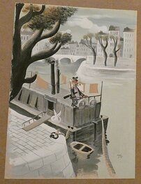 Marc Moallic - La RETRAITE A PARIS - Illustration originale