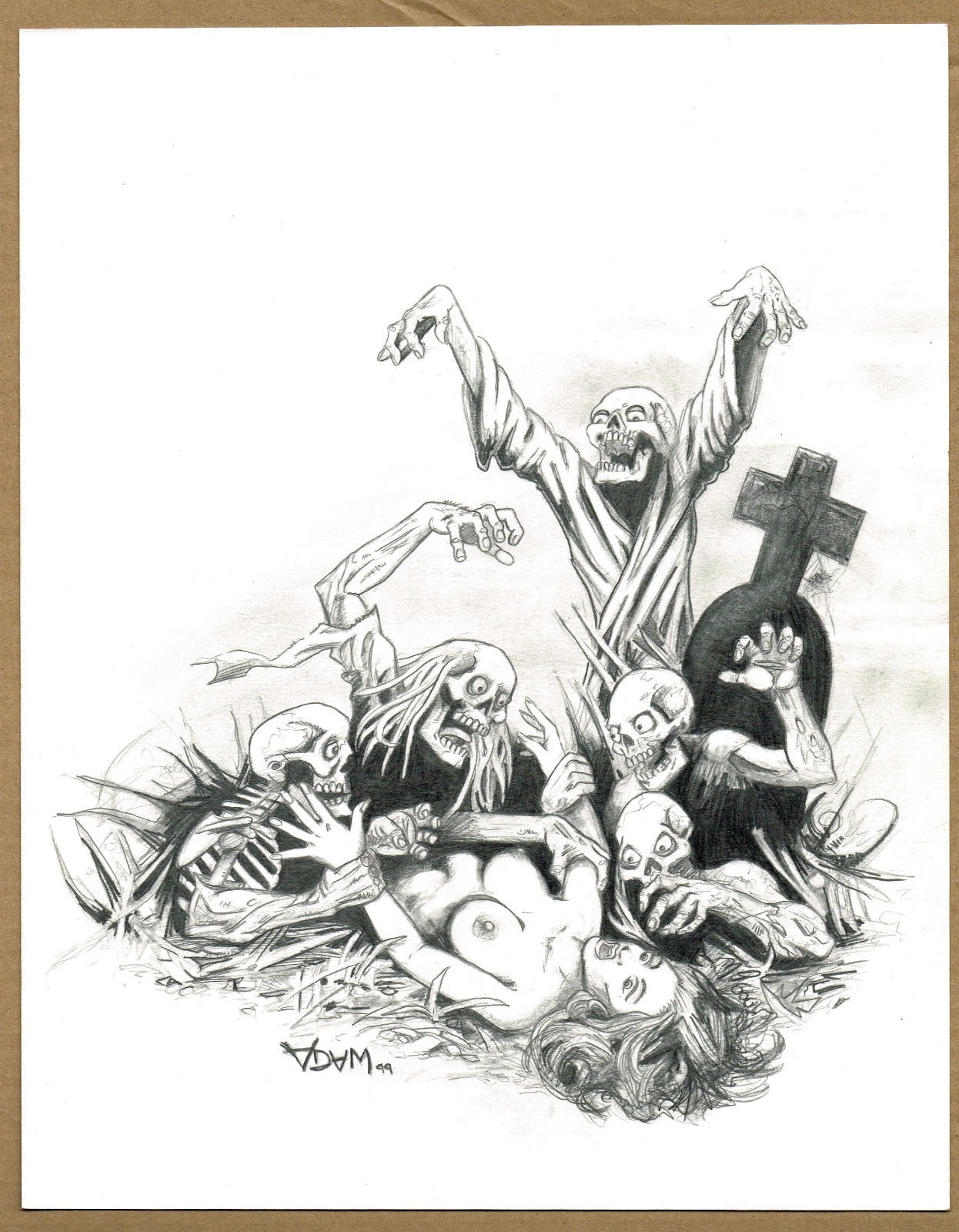 Zombies eat girl par Adam Geyer Œuvre originale