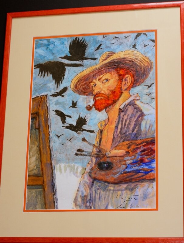 Smudja, illustration Van Gogh et corbeaux - Illustration originale