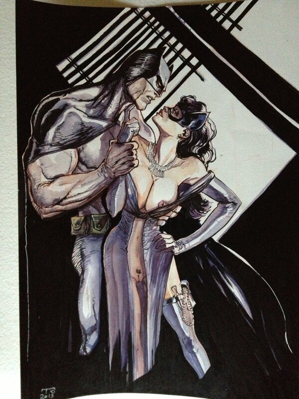 Batman & Catwoman by R. Toulhoat - Original Illustration