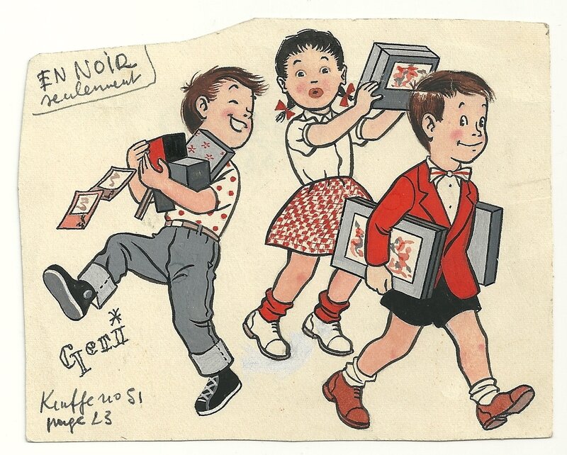 Géri, Raymond Leblanc, Illustration pour pub timbres Tintin. - Original Illustration