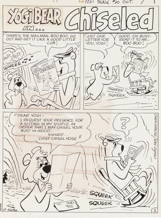 Ray Dirgo, Yogi Bear 'CHISELED' Title Page, 1973 - Comic Strip