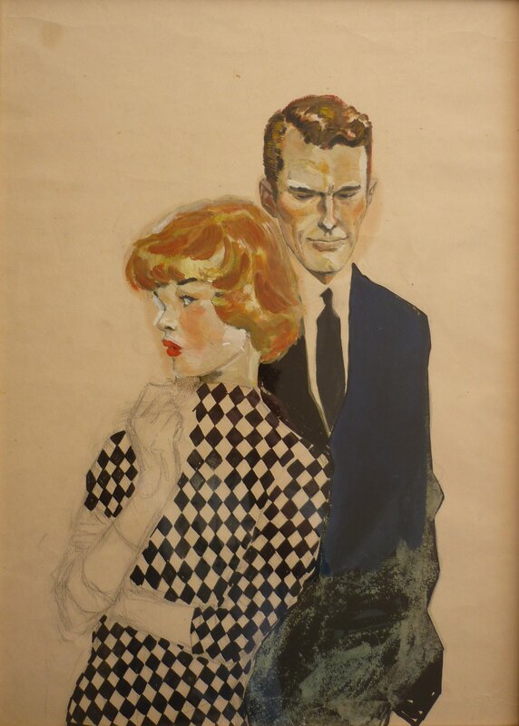 Hugo Pratt - Couple des années 50 - Illustration originale