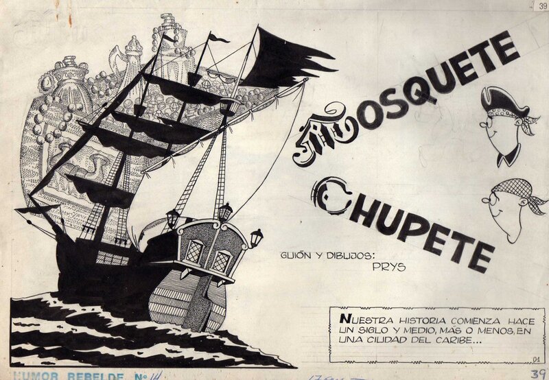 Prys Tupa, Mosquete y Chupete - Page titre, revue Humor Rebelde n°14 (Argentine) années 60 - Planche originale