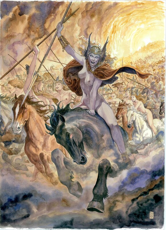 Manara Milo - Walkyries' Riding - Wagner's Bicentenary Birth Celebration Painting - Original Art - Original Cover