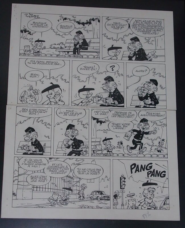 Peyo, Benoît Brisefer, « Benoît et Benco » planche 4, 1978. - Comic Strip
