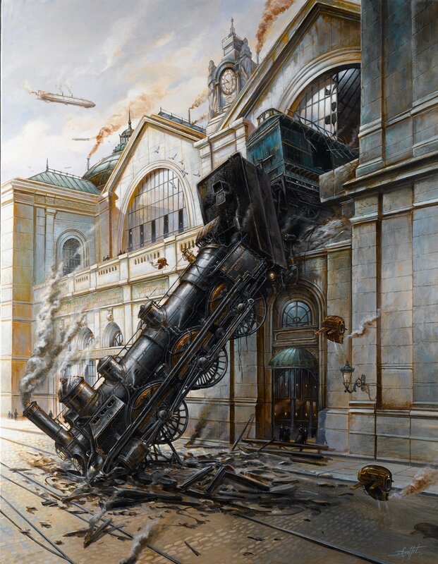 Didier Graffet, Arrivée du train en gare de Montparnasse - Original Illustration