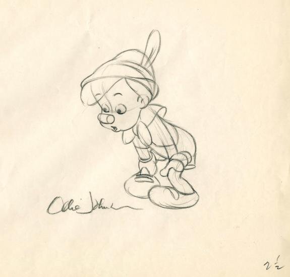 Ollie Johnston, Walt Disney, Pinocchio Original Animation Drawing  (Ollie Johnston) - Illustration originale