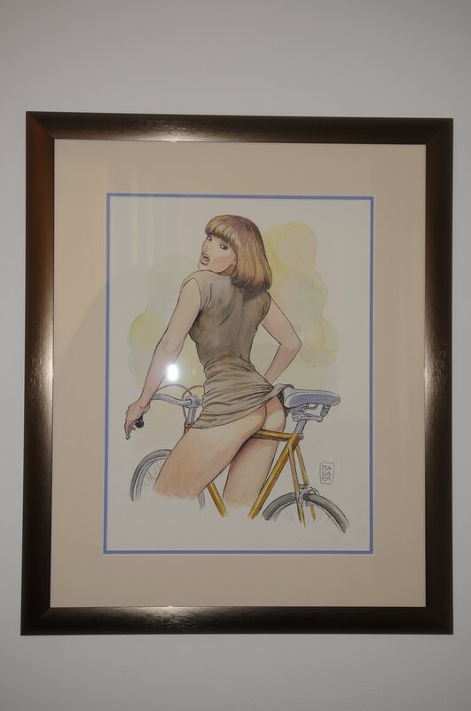 Manara - Pin Up on Cycle - Illustration originale