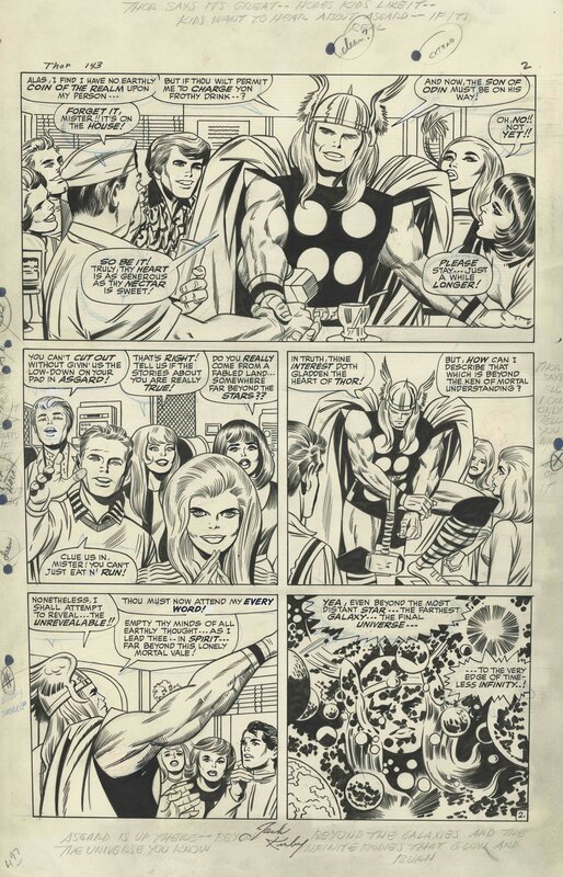 Jack Kirby, Bill Everett, Vince Colletta, Thor, Issue 143, Page 2, 1967: “-- And, Soon Shall Come: The Enchanters!” - Planche originale