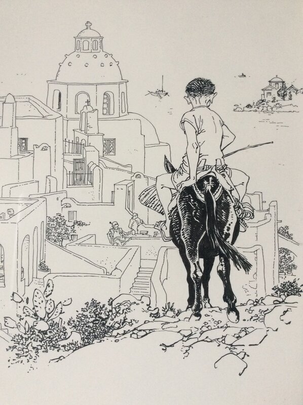 Hermann, Santorin - Grèce - Jeremiah - Illustration originale