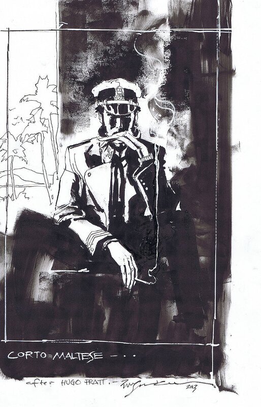 Corto Maltese by Bill Sienkiewicz - Illustration originale