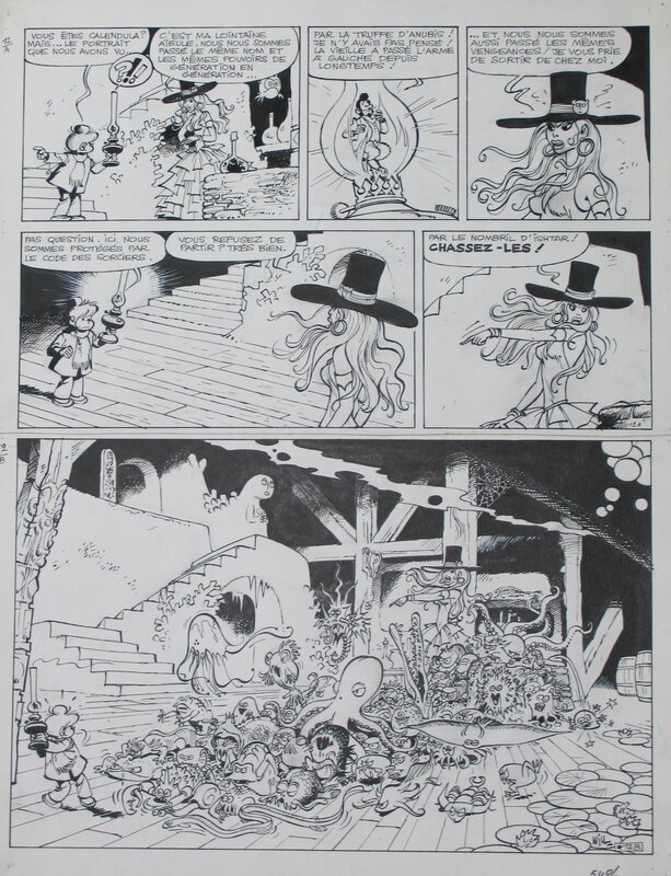 Will, Yvan Delporte, André Franquin, 1975 - Isabelle : Les maléfices de l'Oncle Hermès * - Planche originale