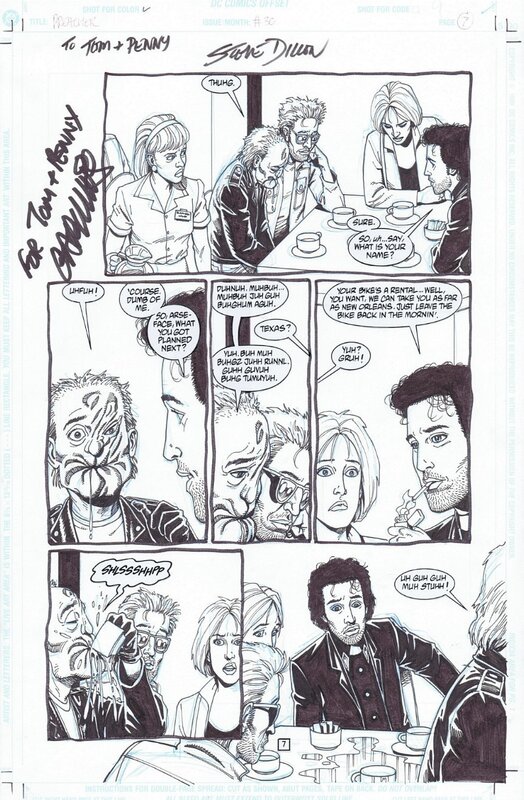 Preacher #30 page 7 by Steve Dillon featuring Arseface and the gang - Illustration originale