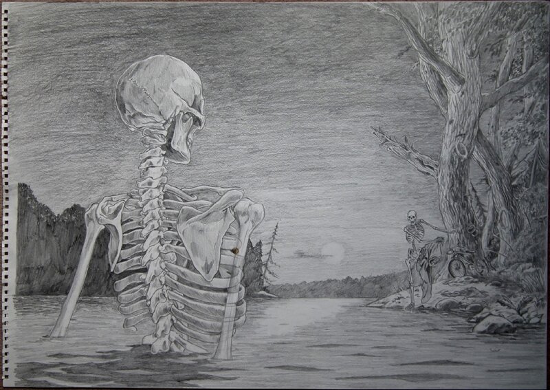 The Bone Yard Ballet pencil prelim by Chris Odgers - Original Illustration
