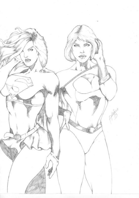 Adriano, Supergirl et Power girl - Original Illustration