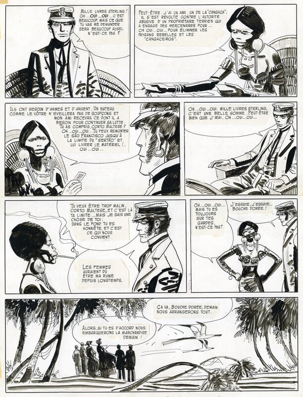 Hugo Pratt, 1970 - Corto Maltese planche 4 de Samba avec Tir Fixe. - Comic Strip