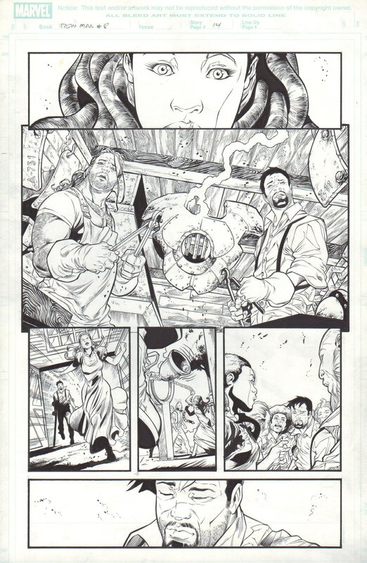 Rafa Sandoval, Roger Bonet, Iron Man, Issue 8, pag. 14. Ed. 2.009 Marvel - Planche originale