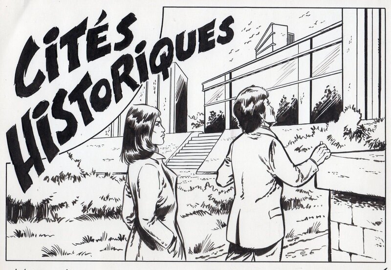 Jacques Géron, Cités historiques - case titre illustrant un article paru dans Sylvie n°174 (Aredit) - Planche originale