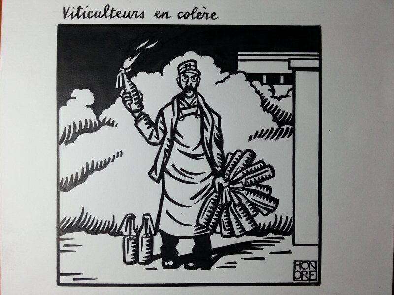 Honoré, Les viticulteurs en colère (mai 2005) - Original Illustration