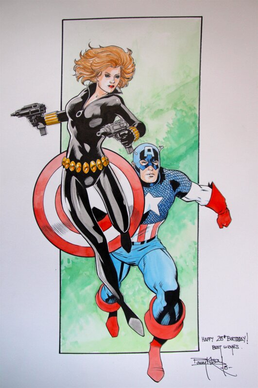 Black Widow & Captain America par Barry Kitson - Illustration originale