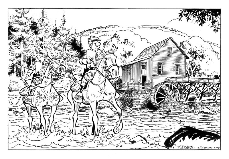 Moulin à eau by Willy Lambil - Original Illustration