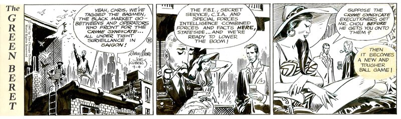 Joe Kubert, Tales of the Green Berets strip . 4 / 9 / 1967 . - Comic Strip