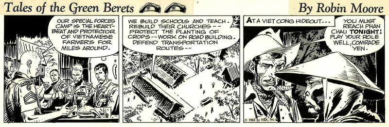 Joe Kubert, Tales of the Green Berets strip . Semaine 5 Jour 1 . - Planche originale