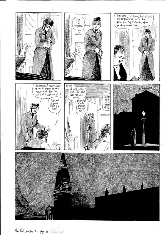 Eddie Campbell, Alan Moore, From Hell, Ch.5, p.21 - Planche originale