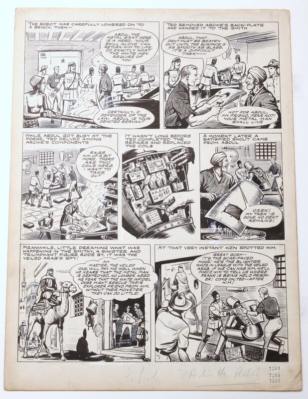 F.A. Philpott, A. Forbes, Robot Archie - The mystery of the veiled arab - - Planche originale