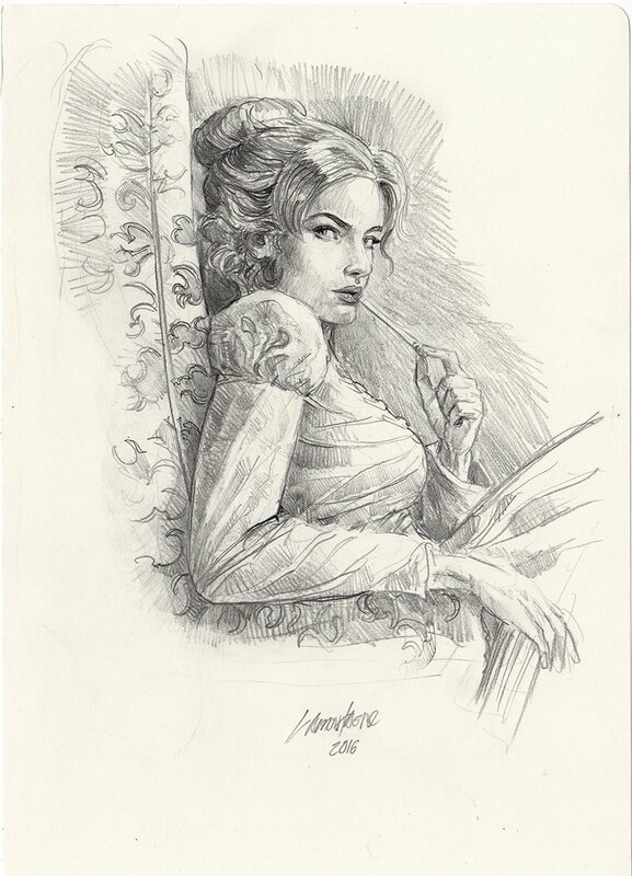 Flora au crayon by Jacques Lamontagne - Original Illustration