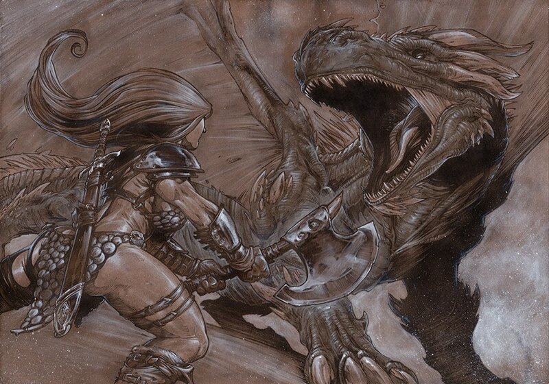 Combat de Titans par Pierre-Denis Goux - Illustration originale