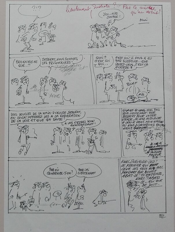 Raoul Cauvin, Willy Lambil, Les Tuniques Bleues n°23 - Les cousins d'en face - Planche 32 - Annotations de Lambil - Comic Strip