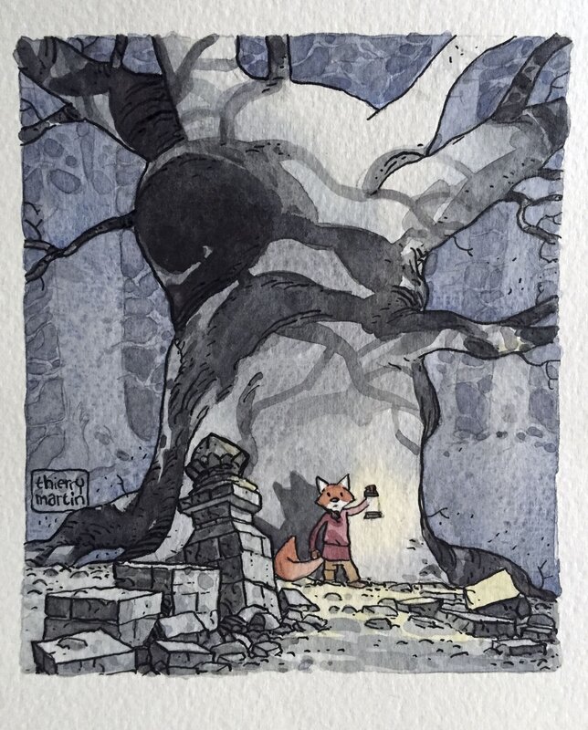 Thierry Martin, Renart à la lanterne - Illustration originale