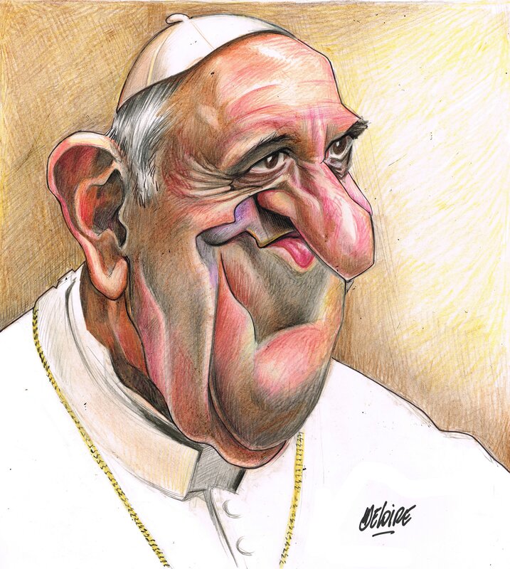 Pape François par Laurent Deloire - Illustration originale