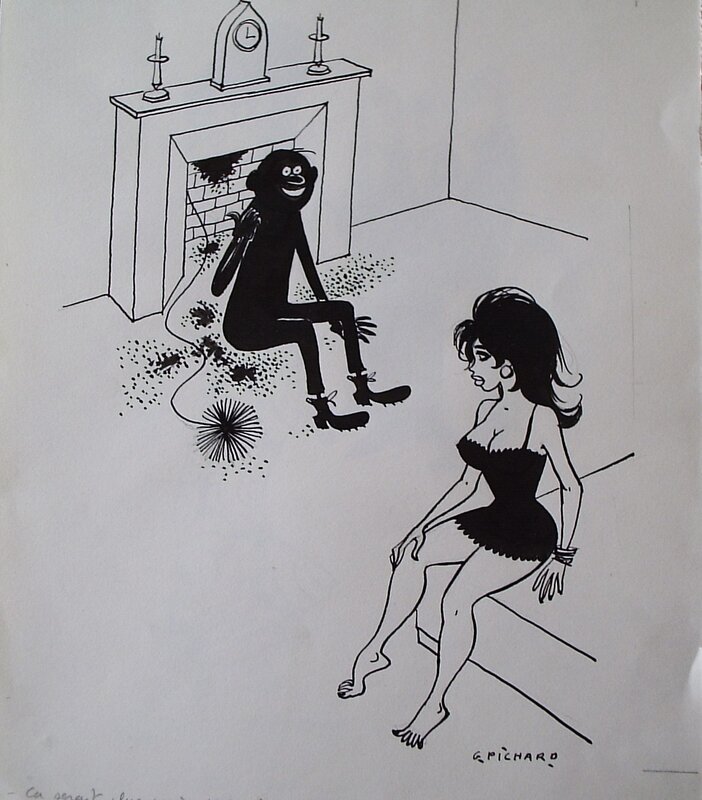 Georges Pichard, « Ça serait plus prudent de fermer votre cheminée, parce que quand je vais raconter ça au chef... », 1962. - Original Illustration