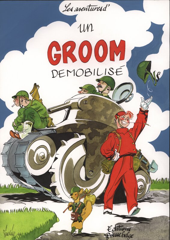 Al Severin, Al Séverin - Un Groom Démobilisé (pastiche Spirou) - Original Illustration
